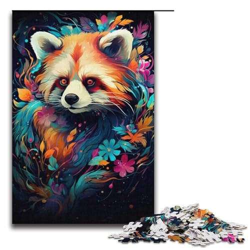 Puzzle mit 1000 Teilen zum Ausmalen und Malen: Roter Panda – anspruchsvolles Spiel, lustiges Geschenk (Größe 38 x 26 cm) von WGLINGX