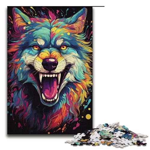 Puzzle mit 1000 Teilen zum Ausmalen von Wolfsmotiven für Erwachsene, zur Verbesserung des Gedächtnisses, geeignet für Jugendliche ab 14 Jahren (Größe 38 x 26 cm) von WGLINGX