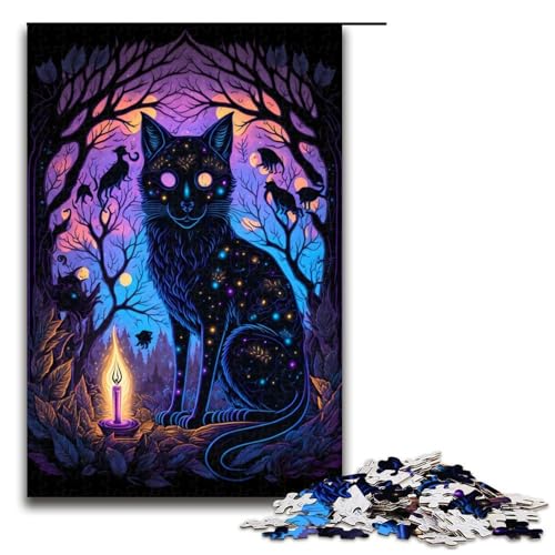 Puzzle mit Schwarzlicht-Katzenmotiv, 1000 Teile, für Erwachsene, Lernspiele, Staycation, Zeitvertreib für Teenager ab 14 Jahren, 50 x 75 cm von WGLINGX