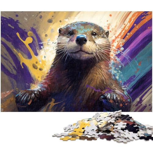 Puzzle mit Tierotter, 1000 Teile, für Erwachsene, pädagogisches Puzzle, Familienspiel zur Heimdekoration, geeignet für Kinder und Jugendliche ab 14 Jahren (Größe 50 x 75 cm) von WGLINGX