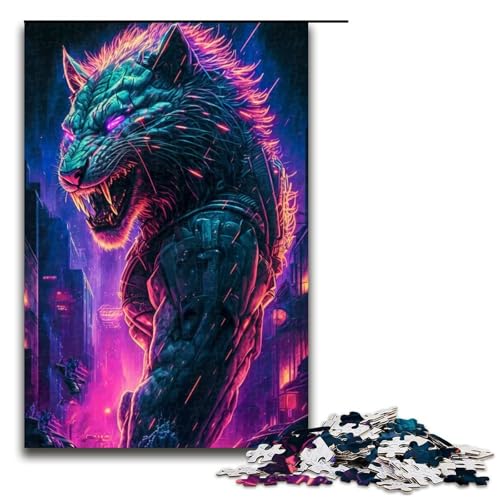 Puzzles 1000 Teile Löwe Mensch Puzzle Erwachsene Holzpuzzle Familienspaß Spielzeug (Größe 50x75cm) von WGLINGX