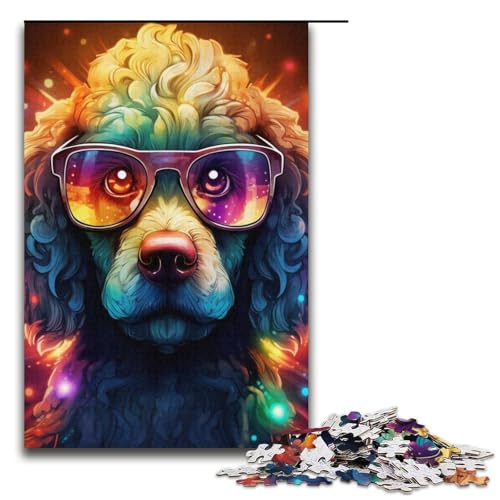 Puzzles 1000 Teile Neonbrille Hund Puzzle für Erwachsene Karton Puzzle Familienspaß Spielzeug 14,96x10,24 Zoll von WGLINGX