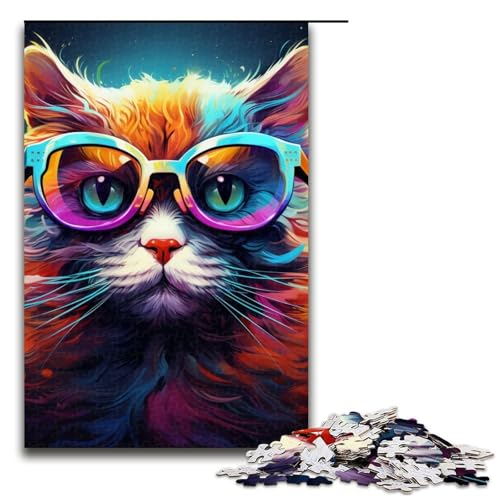 Puzzles 1000 Teile Neonbrille Katze Puzzle Erwachsene Holzpuzzle Familienspaß Spielzeug 19,69x29,53 Zoll Puzzles 1000 Teile Neonbrille Katze Puzzle Erwachsene Holzpuzzle Familienspaß Spielzeug 19,69x29,53 Zoll von WGLINGX