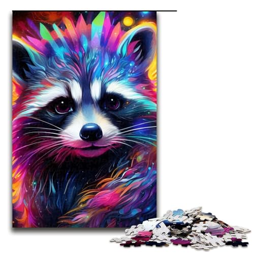 Puzzles 1000 Teile Psychedelic Raccoon Jigsaw Puzzle Erwachsene Holzpuzzle Familienspaß Spielzeug 19,69x29,53 Zoll Puzzles 1000 Teile Psychedelic Raccoon Jigsaw Puzzle Erwachsene Holzpuzzle Familienspaß Spielzeug 19,69x29,53 Zoll von WGLINGX
