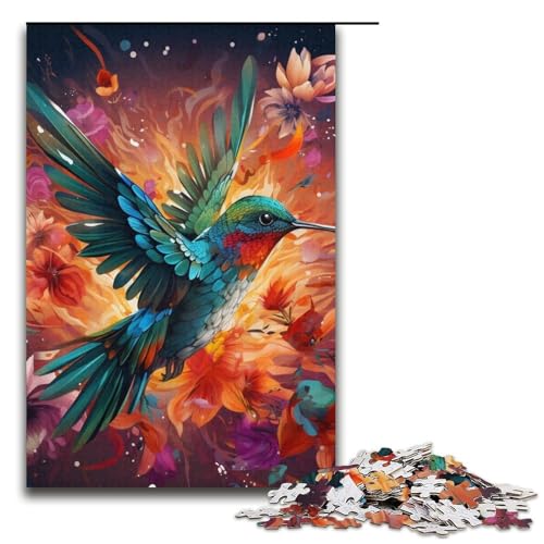 Puzzles 1000 Teile Psychedelischer Kolibri Puzzle für Erwachsene, Papppuzzle, lustiges Familienspielzeug, 14,96 x 10,24 Zoll von WGLINGX