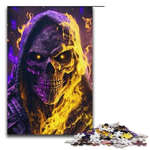 Puzzles 1000 Teile Skelett auf Feuer Puzzle für Erwachsene Karton Puzzle Familienspaß Spielzeug 14,96x10,24 Zoll von WGLINGX