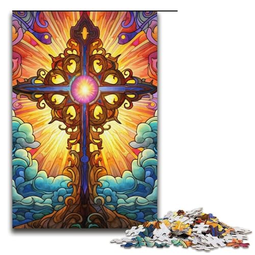 Puzzles Buntglasgitarren-Puzzle 1000 Teile für Erwachsene, Herausforderung der Gehirnintelligenz, süchtig machendes Spielzeug, 14,96 x 10,24 Zoll von WGLINGX