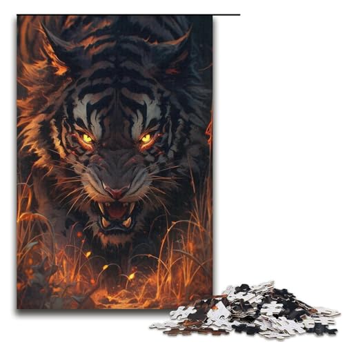 Puzzles Der Wilde Tiger 1000 Teile Puzzle für Erwachsene, Herausforderung der Gehirnintelligenz, Suchtspielzeug, 14,96 x 10,24 Zoll von WGLINGX