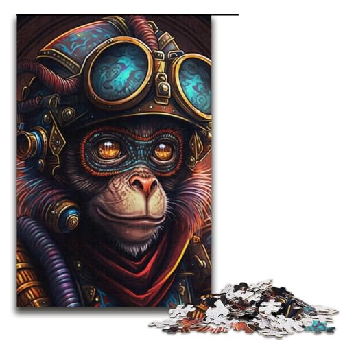 Puzzles Steampunk-Gorilla-Puzzle 1000 Teile für Erwachsene, Herausforderung der Gehirnintelligenz, süchtig machendes Spielzeug, 14,96 x 10,24 Zoll von WGLINGX