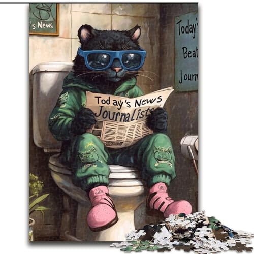 Puzzles für 1000 Teile, „Black Leopard Go Toilet“, Puzzles für 1000 Teile, anspruchsvolles Denkspiel für Teenager, perfekt als Heimdekoration oder Geschenk (Größe 38x26cm) von WGLINGX