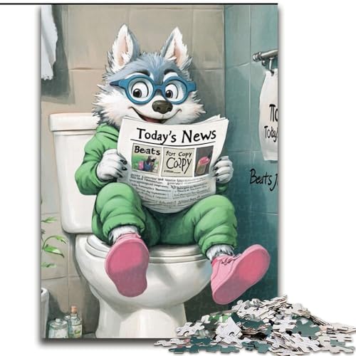 Puzzles für 1000 Teile, „Husky Go Toilet“, Puzzles für 1000 Teile, anspruchsvolles Denkspiel für Teenager, perfekt als Heimdekoration oder Geschenk (Größe 26x38cm) von WGLINGX