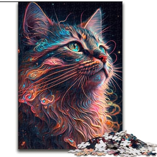 Puzzles für 1000 Teile, Art Cat, 1000-teiliges Puzzle, interaktives Familienspiel, Heimdekoration zum Selbermachen, anspruchsvolles Denksportgeschenk (Größe 50x75cm) von WGLINGX
