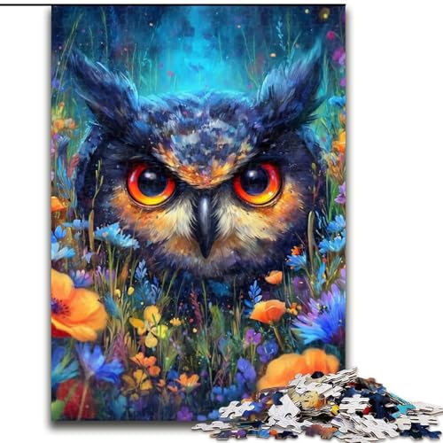 Puzzles für 1000 Teile, Blumen-Eule, Holzpuzzles für Erwachsene, anspruchsvolles DIY-Denkspiel, interaktive Familienaktivität (Größe 50x75cm) von WGLINGX