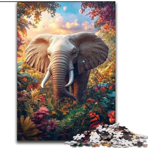 Puzzles für 1000 Teile, Dschungelelefant, Holzpuzzles für Erwachsene, anspruchsvolles DIY-Denkspiel, interaktive Familienaktivität (Größe 50x75cm) von WGLINGX