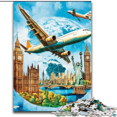 Puzzles für 1000 Teile, Farbflugzeug, 1000-teiliges Puzzle für Erwachsene, Heimdekoration, Familienspaß, ab 14 Jahren (Größe 50x75cm) von WGLINGX