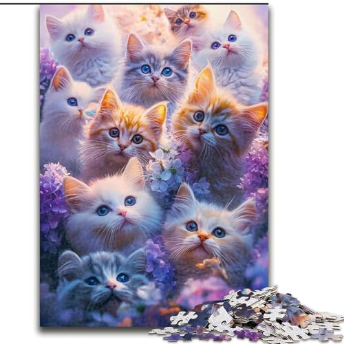 Puzzles für 1000 Teile, Katze, 1000-teiliges Puzzle, unmöglich, pädagogische Heimdekoration, Spiele und Geschenke (Größe 26x38cm) von WGLINGX