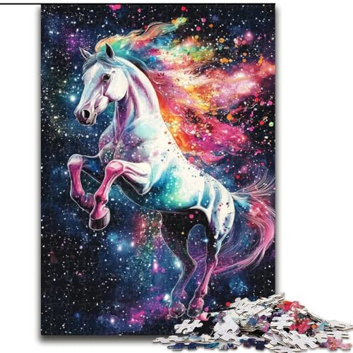 Puzzles für 1000 Teile, Regenbogenpferd, Puzzles für 1000 Teile, interaktives Familienspiel, Denksportaufgabe als Geschenk, Lernspielzeug (Größe 50x75cm) von WGLINGX