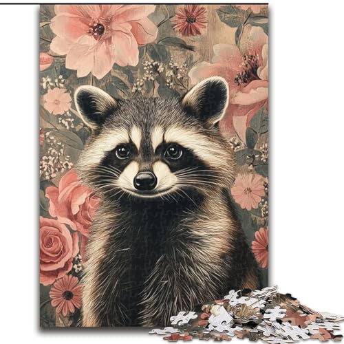Puzzles für 1000 Teile, Waschbär, 1000-teiliges Puzzle, unmöglich, pädagogische Heimdekoration, Spiele und Geschenke (Größe 26x38cm) von WGLINGX
