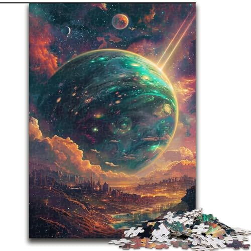 Puzzles für 1000 Teile, farbenfrohe Planeten-Puzzles für Erwachsene, 1000-teiliges Spielzeug, Geschenk, pädagogisches, intellektuelles, entspannendes Familienspiel (Größe 26x38cm) von WGLINGX