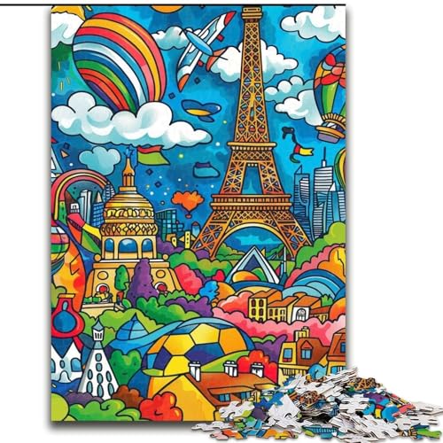 Puzzles für 1000 Teile, farbenfrohe Stadtpuzzles für Erwachsene, 1000-teiliges Spielzeug, Geschenk, pädagogisches, intellektuelles, entspannendes Familienspiel (Größe 26x38cm) von WGLINGX