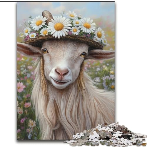 Puzzles für 1000 Teile „Daisy and Goat“ aus Holz für Erwachsene Anspruchsvolles DIY-Denkspiel, interaktive Familienaktivität (Größe 50x75cm) von WGLINGX