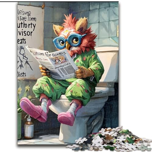 Puzzles für 1000 Teile „Eulen gehen auf die Toilette“, Puzzles für 1000 Teile, anspruchsvolles Denkspiel für Teenager, perfekt als Heimdekoration oder Geschenk (Größe 38x26cm) von WGLINGX