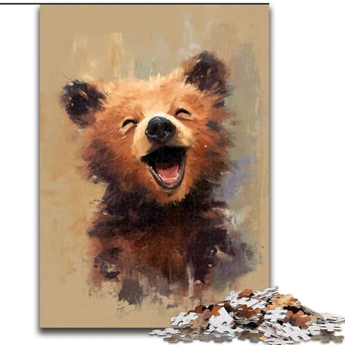 Puzzles für 1000 Teile „Happy Bear“ aus Holz, Aktivität zur Stärkung der Familienbindung, einzigartiges Geschenk für Feiertage und Geburtstage (Größe 50x75cm) von WGLINGX