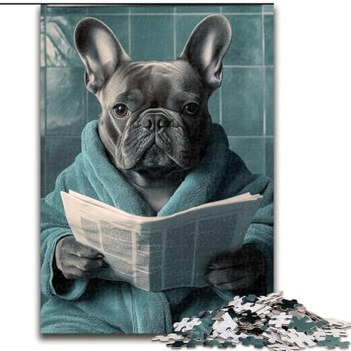 Puzzles für Erwachsene, 1000 „Bulldog Go Toilet“-Puzzles, anspruchsvolle DIY-Kunst für Enthusiasten, Entspannung (Größe 26x38cm) von WGLINGX