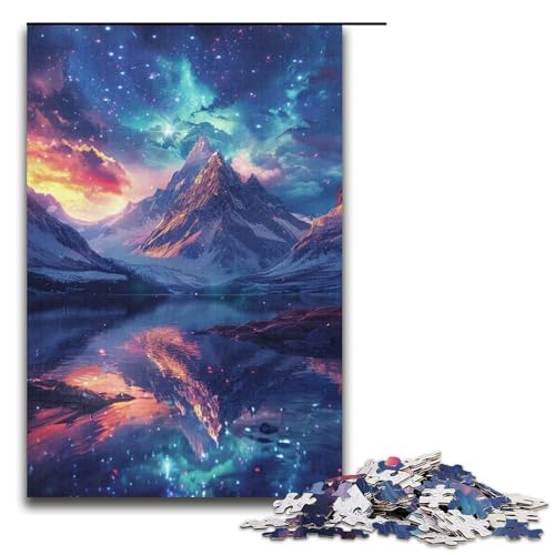 Puzzles für Erwachsene, 1000 Puzzles mit Berg-Aurora-Motiv, Papierpuzzle, Spielzeug, Wanddekoration (Größe 38 x 26 cm) von WGLINGX
