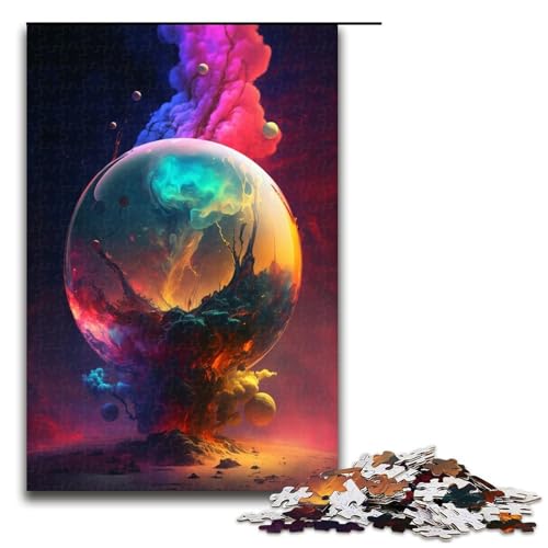 Puzzles für Erwachsene, 1000 Puzzles mit Planetenexplosion, Holzpuzzle, Spielzeug, Wanddekoration (Größe 50 x 75 cm) von WGLINGX