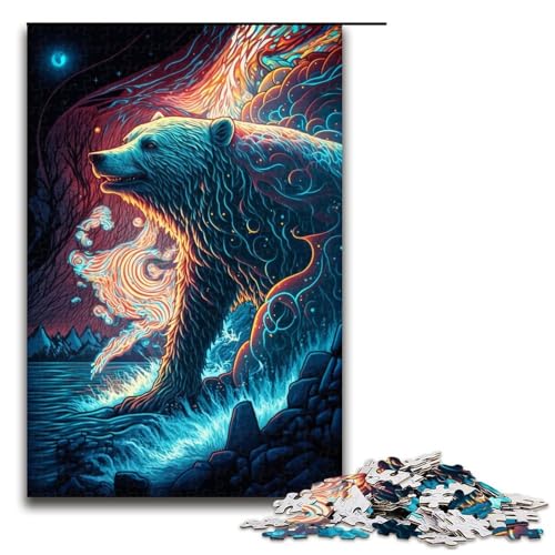 Puzzles für Erwachsene, 1000 Teile, Eisbär-Puzzle, Holzpuzzle, Spielzeug, Wanddekoration (Größe 50 x 75 cm) von WGLINGX
