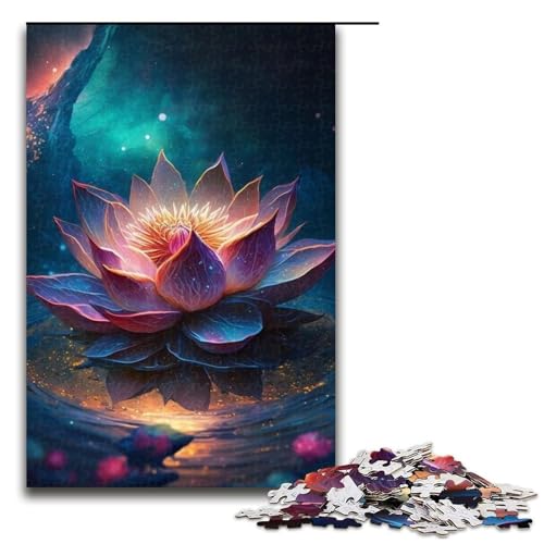 Puzzles für Erwachsene, 1000 Teile, kosmischer Lotus, Holzpuzzle, Spielzeug, Wanddekoration (Größe 50 x 75 cm) von WGLINGX