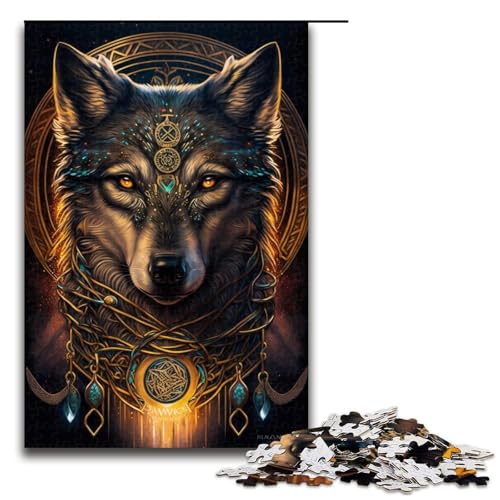 Puzzles für Erwachsene, 1000 Wolfs-Puzzle, Holzpuzzle, Spielzeug, Wanddekoration (Größe 50 x 75 cm) von WGLINGX