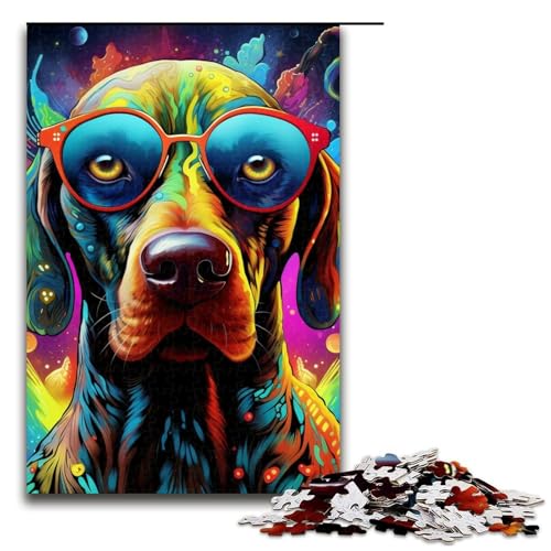 Puzzles für Erwachsene, Kopfhörer, Hunde-Puzzles für Erwachsene, 1000 Holzpuzzle-Geschenke, auffälliges Design (Größe 50 x 75 cm) von WGLINGX