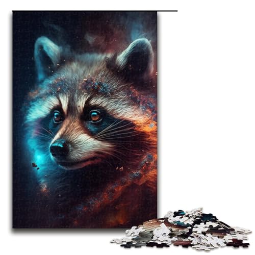 Puzzles für Erwachsene 1000 Nebula Raccoon Puzzle Holzpuzzle Spielzeug Wanddekoration (Größe 50x75cm) von WGLINGX