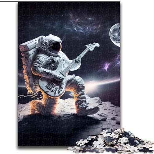 Puzzles für Erwachsene mit 1000 Teilen, Astronaut spielt Gitarre. Anspruchsvolles DIY-Denkspiel, interaktives Familienspiel (Größe 50x75cm) von WGLINGX