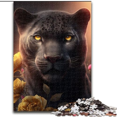 Puzzles für Erwachsene mit 1000 Teilen, Porträt des Schwarzen Panthers. Anspruchsvolles DIY-Denkspiel, interaktives Familienspiel (Größe 26x38cm) von WGLINGX