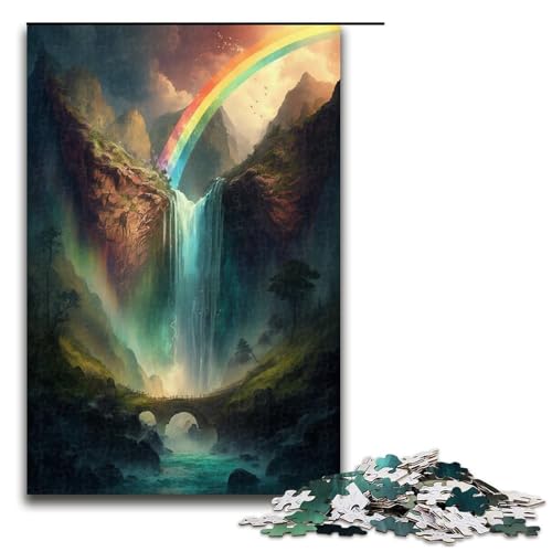 Puzzlespiel Berg-Wasserfall-Landschaft, 1000 Teile, für Erwachsene, perfekte Dekoration für Jugendliche ab 14 Jahren (Größe 50 x 75 cm) von WGLINGX