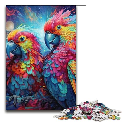 Puzzlespiel mit 1000 Teilen, buntes Papageien-Puzzle für Erwachsene, Papppuzzles, tolles Geschenk für Erwachsene (Größe 38 x 26 cm) von WGLINGX