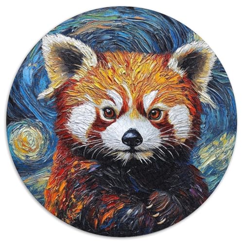 Roter Panda Nachthimmel-Puzzle für Erwachsene, 1000-teiliges, rundes Puzzle, Denkspiel, interaktives Familienspiel, geeignet für Kinder ab 14 Jahren (67,5x67,5cm) von WGLINGX