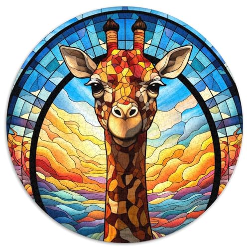 Runde Puzzles aus Buntglas-Giraffe-Papier, 1000 Teile, herausforderndes Denkspiel für Teenager, Spaß für den Spieleabend mit der Familie 67,5 x 67,5 cm Runde Puzzles aus Buntglas-Giraffe-Papier, 1000 Teile, herausforderndes Denkspiel für Teenager, Spaß für den Spieleabend mit der Familie 67,5 x 67,5 cm von WGLINGX