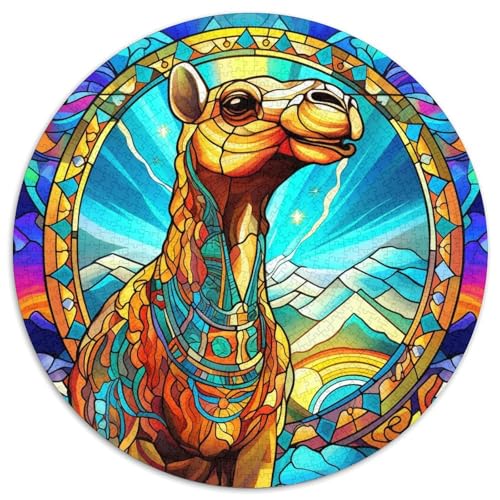 Runde Puzzles aus Buntglas-Kamelkarton, 1000 Teile, Puzzle für Erwachsene, anspruchsvolles Denkspiel für Teenager, unterhaltsames interaktives Spiel für die ganze Familie 67,5 x 67,5 cm Runde Puzzles aus Buntglas-Kamelkarton, 1000 Teile, Puzzle für Erwachsene, anspruchsvolles Denkspiel für Teenager, unterhaltsames interaktives Spiel für die ganze Familie 67,5 x 67,5 cm von WGLINGX