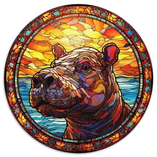 Runde Puzzles aus Buntglas-Nilpferd-Karton, 1000 Teile, Puzzle für Erwachsene, anspruchsvolles Denkspiel für Teenager, unterhaltsames interaktives Spiel für die ganze Familie 67,5 x 67,5 cm Runde Puzzles aus Buntglas-Nilpferd-Karton, 1000 Teile, Puzzle für Erwachsene, anspruchsvolles Denkspiel für Teenager, unterhaltsames interaktives Spiel für die ganze Familie 67,5 x 67,5 cm von WGLINGX