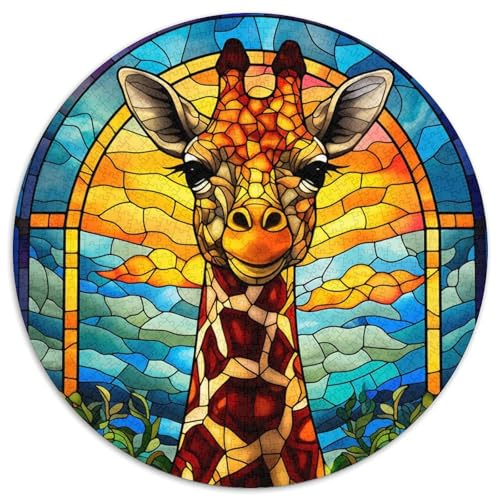 Runde Puzzles aus Karton mit Buntglas-Giraffe, 1000 Teile, für Erwachsene, anspruchsvolles Denkspiel für Teenager, unterhaltsames interaktives Spiel für die ganze Familie 67,5 x 67,5 cm Runde Puzzles aus Karton mit Buntglas-Giraffe, 1000 Teile, für Erwachsene, anspruchsvolles Denkspiel für Teenager, unterhaltsames interaktives Spiel für die ganze Familie 67,5 x 67,5 cm von WGLINGX