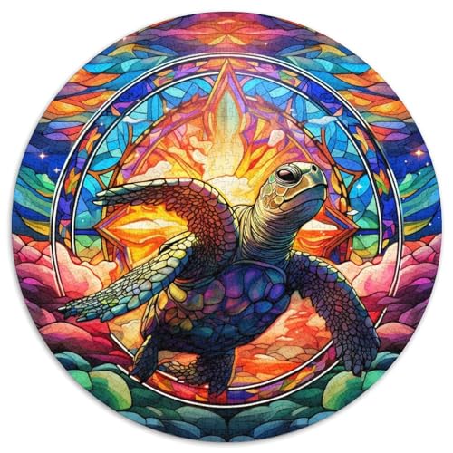 Runde Puzzles aus Karton mit Buntglasschildkröte, 1000 Teile, für Erwachsene, anspruchsvolles Denkspiel für Teenager, unterhaltsames interaktives Spiel für die ganze Familie 67,5 x 67,5 cm Runde Puzzles aus Karton mit Buntglasschildkröte, 1000 Teile, für Erwachsene, anspruchsvolles Denkspiel für Teenager, unterhaltsames interaktives Spiel für die ganze Familie 67,5 x 67,5 cm von WGLINGX