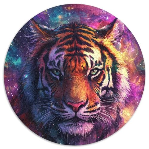 Runde Puzzles mit 1000 Teilen für Erwachsene, Galaxy Tiger-Puzzle aus Karton, anspruchsvolles Denkspiel für Teenager, perfekt als Heimdekoration oder Geschenk (67,5x67,5cm) von WGLINGX