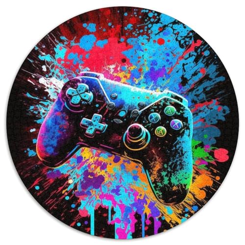 Runde Puzzles mit 1000 Teilen für Erwachsene, Kunst-Neon-Spiel, Kartonpuzzle, anspruchsvolles Denkspiel für Teenager, perfekt als Heimdekoration oder Geschenk (67,5x67,5cm) von WGLINGX