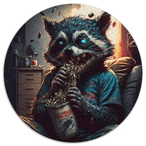 Runde Puzzles mit 1000 Teilen für Erwachsene, Monster Essen, Papppuzzle, anspruchsvolles Denkspiel für Teenager, perfekt als Heimdekoration oder Geschenk (67,5x67,5cm) von WGLINGX