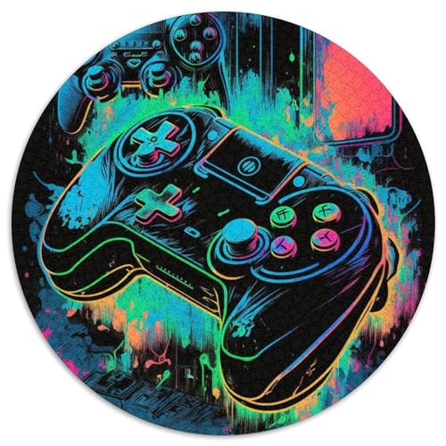 Runde Puzzles mit 1000 Teilen für Erwachsene, Neon-Spiele, Kartonpuzzle, Geburtstage, Feiertage und als Heimdekoration (67,5x67,5cm) von WGLINGX