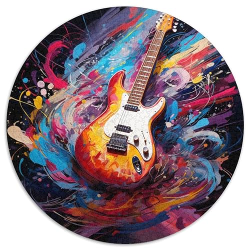 Rundes Gitarren-Puzzle mit 1000 Teilen, Puzzle-Geschenke, anspruchsvolles Denkspiel für Teenager, Spaß für die ganze Familie, DIY-Geschenk zur Heimdekoration 67,5 x 67,5 cm von WGLINGX